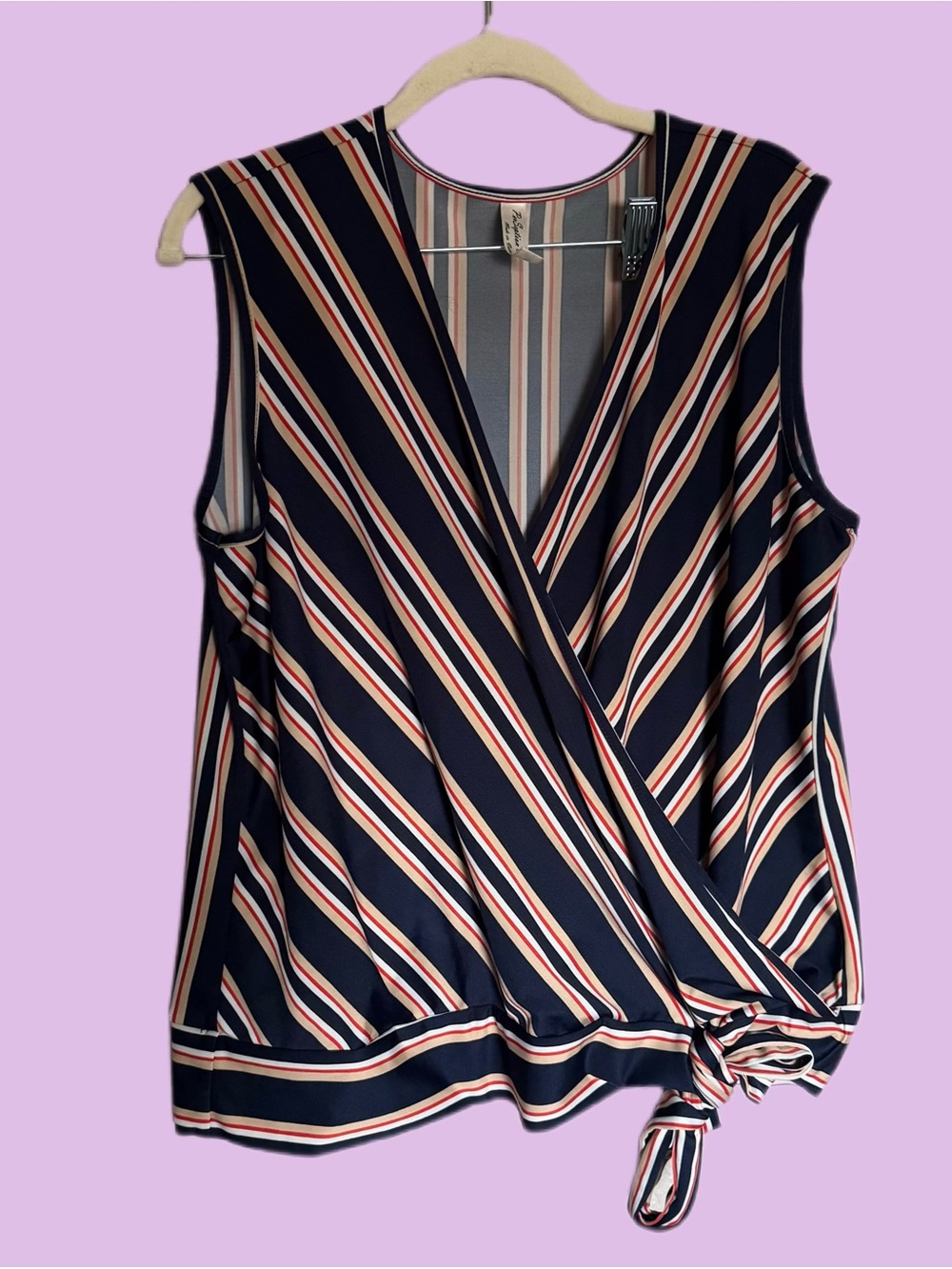 PerSeption Concept Navy Stripe Wrap Tie Camisole